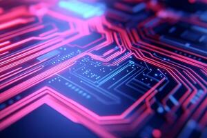 A close up of a circuit board with red lights photo