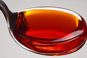 A spoon with syrup on it photo