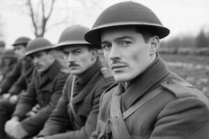 A group of men in military uniforms are sitting together photo