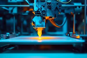 3d printer creating object layer by layer with laser precision in modern factory photo