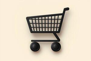 Black shopping cart icon representing online retail and consumerism photo