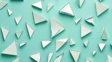 Geometric fragmented triangles on a soft pastel teal backdrop2221 photo