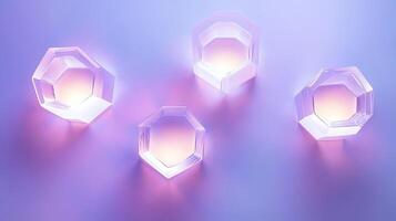 Floating radiant hexagons on a soft lavender surface1586 photo