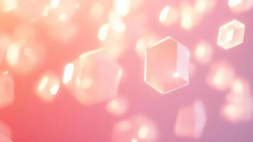 Floating glowing hexagons on a soft coral backdrop1189 photo