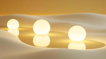 Floating radiant circles on a soft yellow surface1443 photo