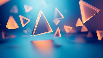 Floating glowing triangles on a muted blue surface1276 photo