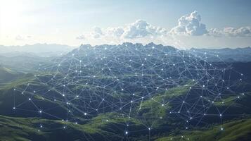 The network of the mountains is connected to the sky photo