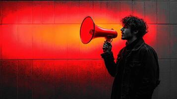 A man holding a megaphone photo