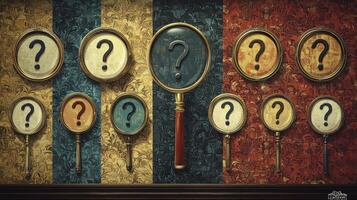 A room with many question marks on the wall photo