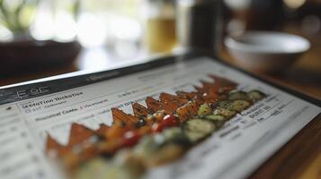 A laptop screen with a graph of food on it photo