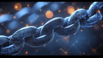 A chain of links is shown with a digital background photo