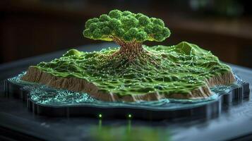 A 3d model of a tree on a small island photo