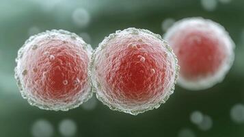 Three red and white cells with bubbles on them photo