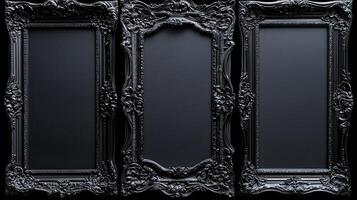 Three ornate black frames with ornate designs photo