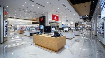 A store with a lot of electronics and a lot of people photo