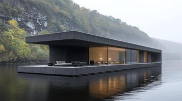 A floating house on the water photo