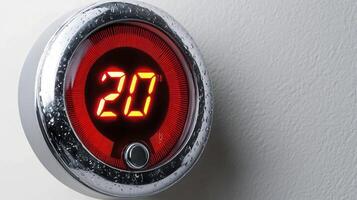 A digital clock with the number 20 on it photo