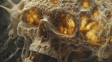 A close up of a skull with a lot of holes photo