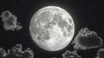 A full moon is seen in the sky with clouds photo