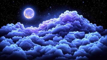 The moon is shining over the clouds in this image photo