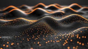 An image of a wave of dots on a black surface photo