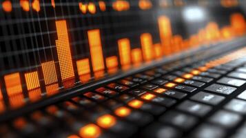 A close up of a computer screen with a bar graph photo
