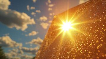 A close up of the sun shining through a window photo