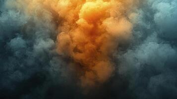 A blue and orange cloud with a bright light photo