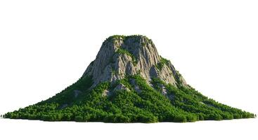 A mountain with trees on top of it photo