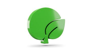 A green leaf icon on a white background photo