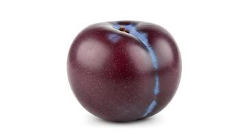 A plum on a white background with a blue stripe photo