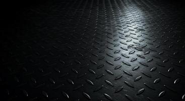 A black diamond plate background with a shiny surface photo