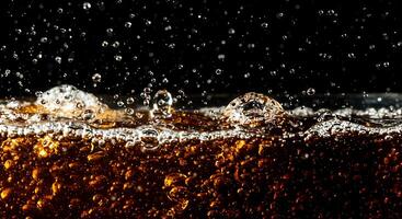 A close up of a soda with bubbles photo