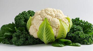 A bunch of kale and cauliflower photo