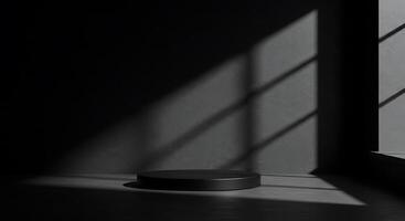 Empty room with black floor and window photo