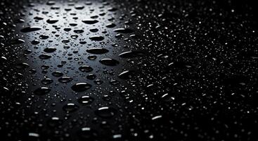 Raindrops on a black surface photo