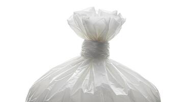 A large white bag with a white ribbon tied around it photo