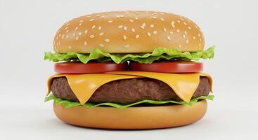 A hamburger is shown on a white background photo