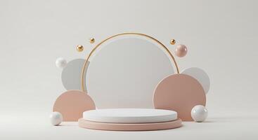 A mirror and a chair with a pink background photo