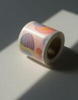 A roll of tape with colorful designs on it photo