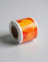 Orange Gradient Sticker Roll Mockup photo