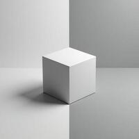 White cube on grey background 3d render photo