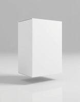 White box mockup on grey background 3d render photo