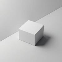 White cube on a grey background 3d render photo