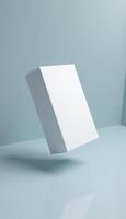 White box on blue background 3d render photo
