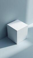 White box mockup with diagonal shadow backdrop photo