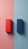 Two boxes on a blue and red background photo