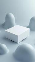 White box mockup on grey background 3d rendering photo