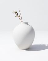 Minimal Vase with Tiny Bud and Long Shadow photo