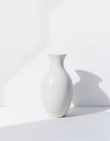 Minimal White Vase with Clean Studio Shadow photo